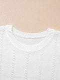 Openwork Round Neck Short Sleeve Sweater