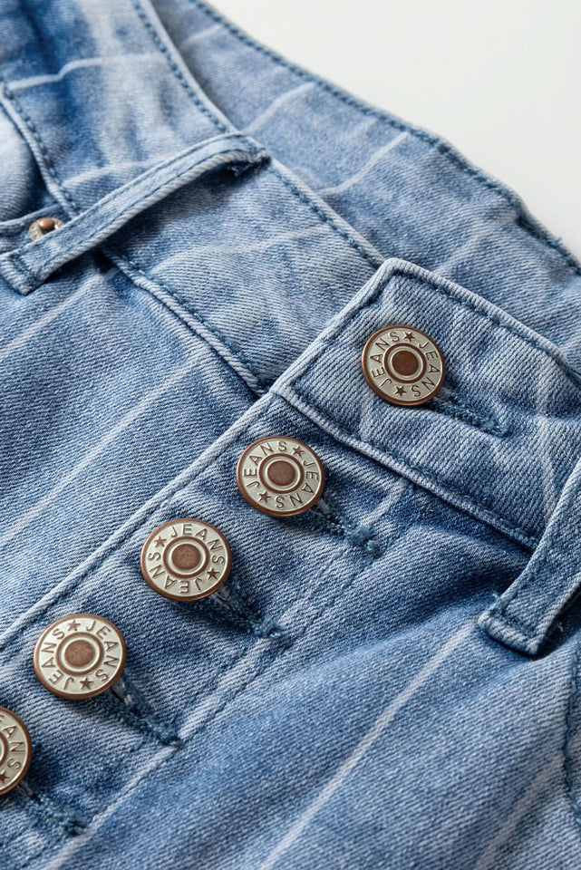 Beau Blue Wide Leg Jeans With Multiple Button Details