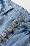 Beau Blue Wide Leg Jeans With Multiple Button Details