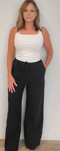 Capri Linen Pant-Black - Wear with style