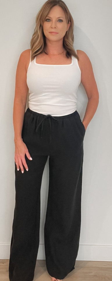 Capri Linen Pant-Black - Wear with style