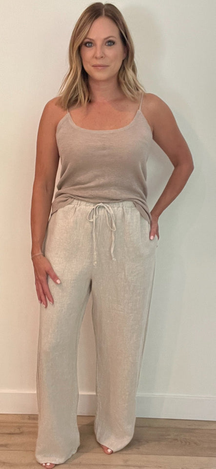 Capri Linen Pant-Natural - Wear with style