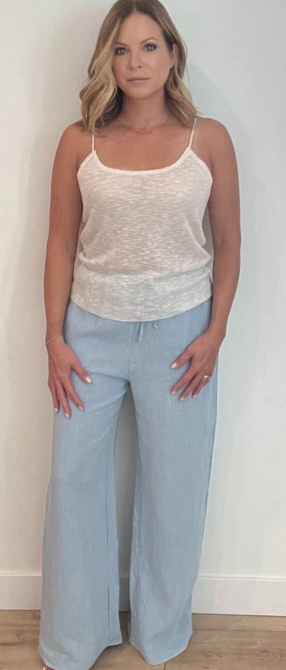 Capri Linen Pant-Sky Blue - Wear with style