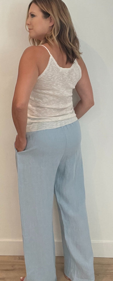 Capri Linen Pant-Sky Blue - Wear with style