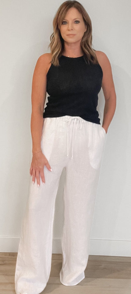 Capri Linen Pant-White - Wear with style