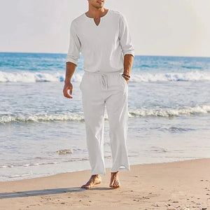 Casual Cotton Linen Two Piece Men Set - Wear with style