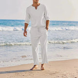 Casual Cotton Linen Two Piece Men Set - Wear with style