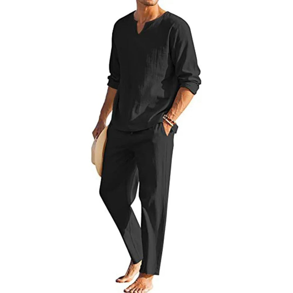Casual Cotton Linen Two Piece Men Set - Wear with style