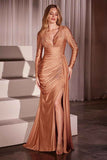 Fitted Ruched Gown : Long Sleeve