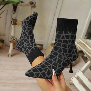 Mesh Point Toe : Stiletto Boots