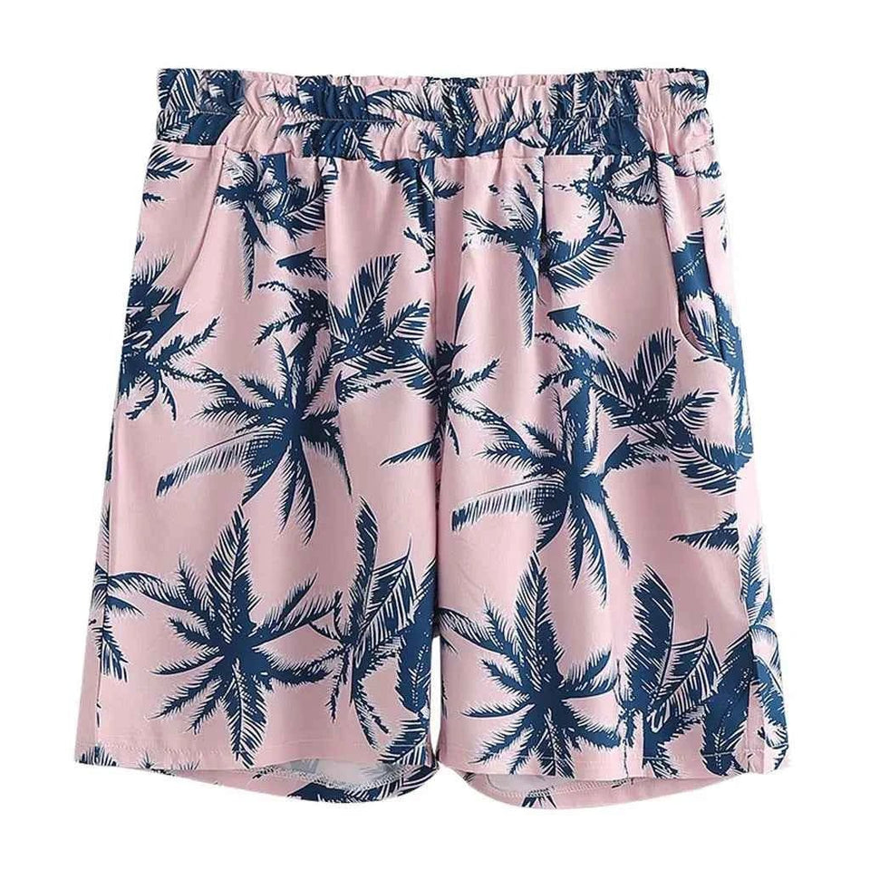 Men's Full Size Tropical Print Hawaiian Style Top and Shorts Set Plus Size