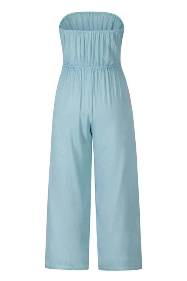 Tied Cutout Tube : Wide Leg Jumpsuit