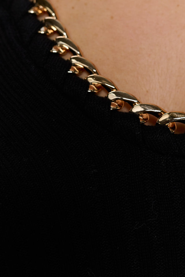 Chain Trim Ribbed Knit Dress - Wear with style