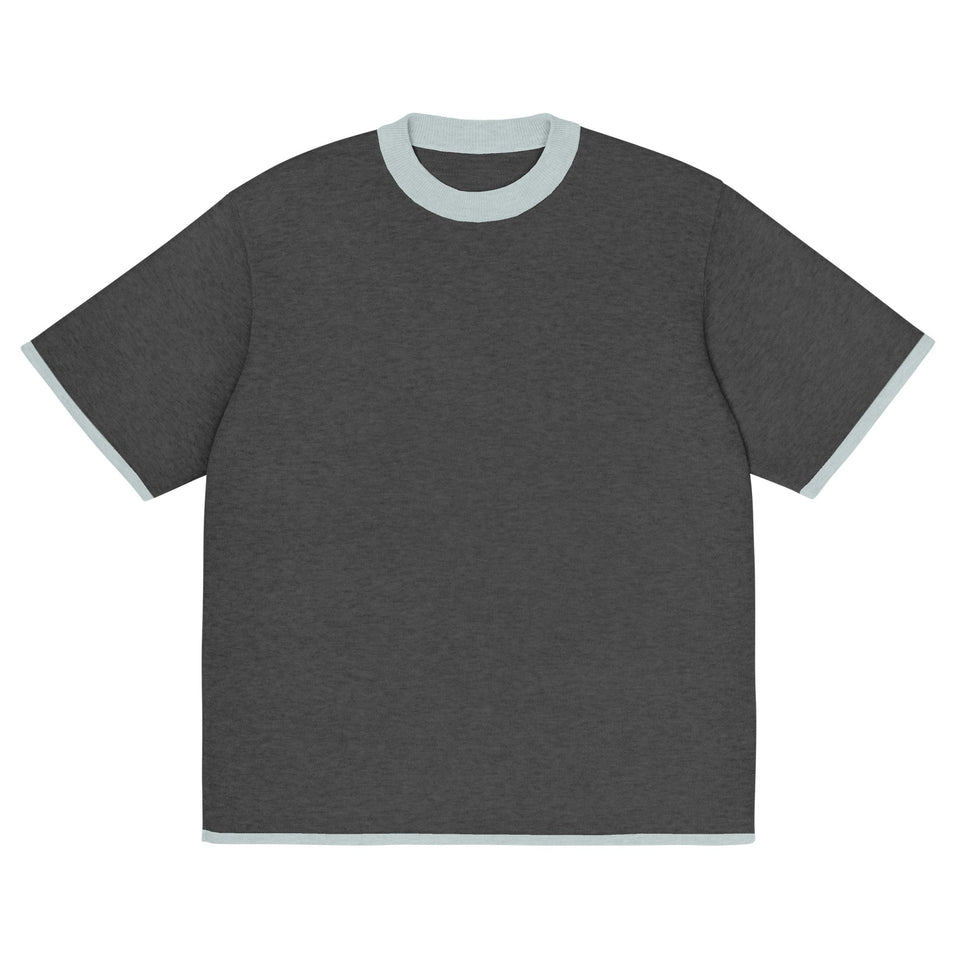 Charcoal with Powder Trim Knitted classic tee - Wear with style