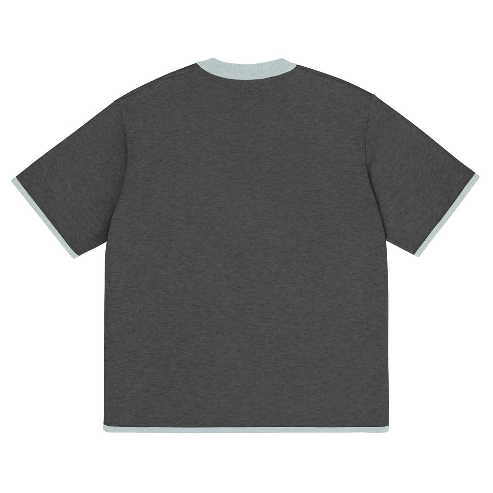 Charcoal with Powder Trim Knitted classic tee - Wear with style