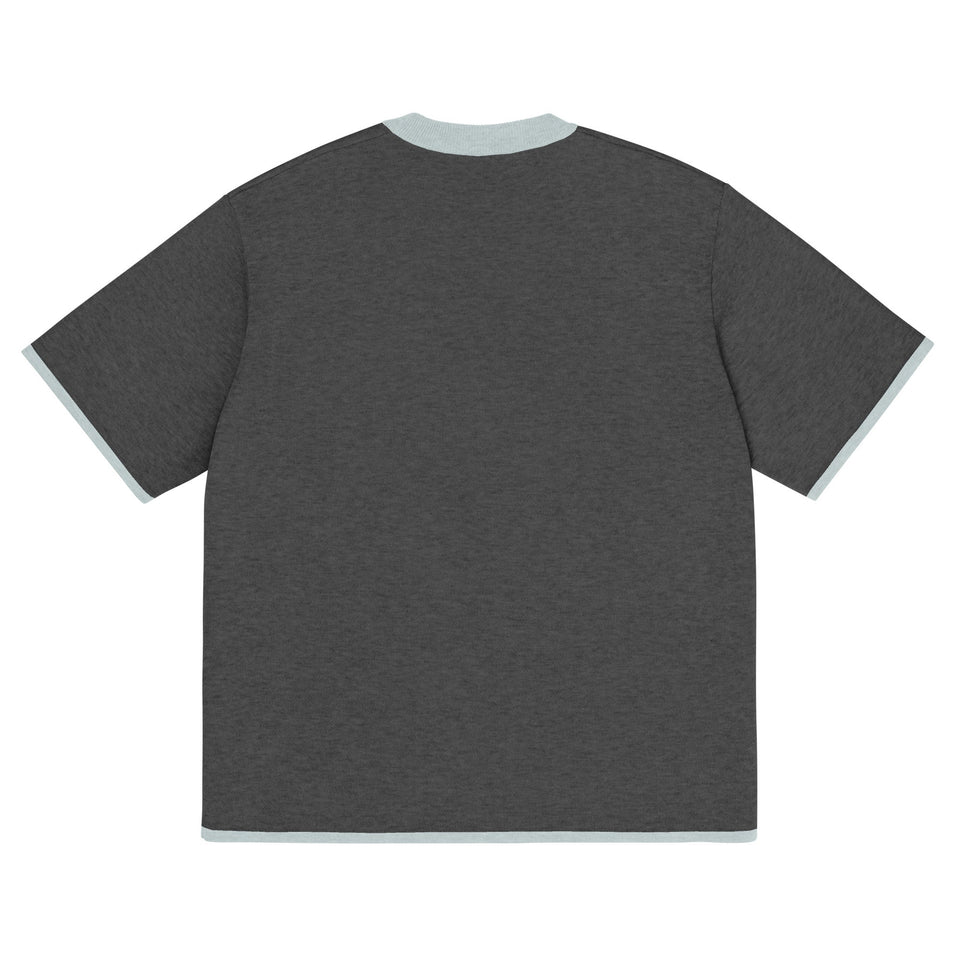 Charcoal with Powder Trim Knitted classic tee - Wear with style