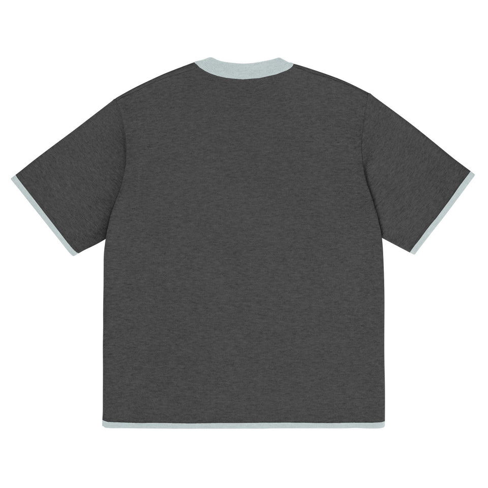 Charcoal with Powder Trim Knitted classic tee - Wear with style