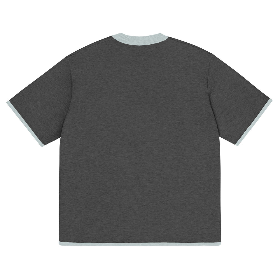 Charcoal with Powder Trim Knitted classic tee - Wear with style