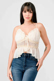 CHEALSEA CHIFFON SWEETHEART SMOCKED BACK RUCHED RUFFLED SHEER CAMI TOP - Wear with style