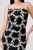 CHIC ALL OVER CHAIN PRINTED SIDE SLIT MIDI DRESS - Wear with style