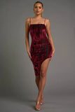 CHIC VELVET BURNOUT ASYMMETRIC \KNEE LENGTH DRESS - Wear with style