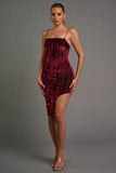 CHIC VELVET BURNOUT ASYMMETRIC \KNEE LENGTH DRESS - Wear with style