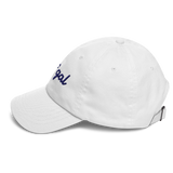 GOLF GAL Script Embroidered Dad Hat – White with Navy Thread
