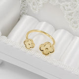 Clover Double Adjustable 18K Gold Plated Ring - Wear with style