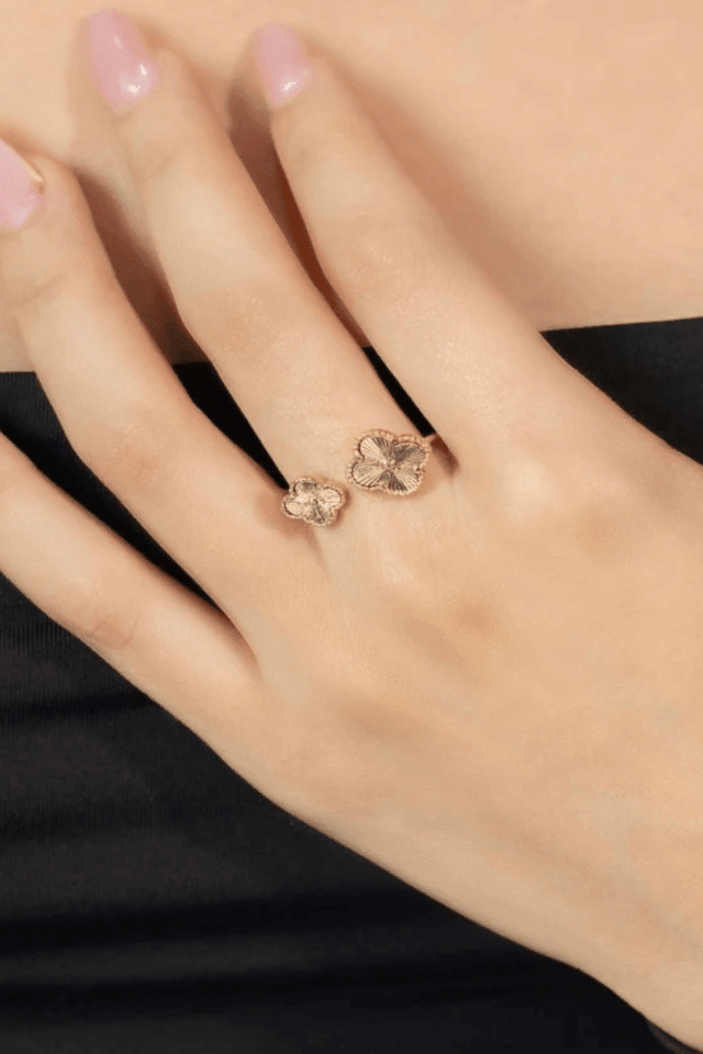 Clover Double Adjustable 18K Gold Plated Ring - Wear with style