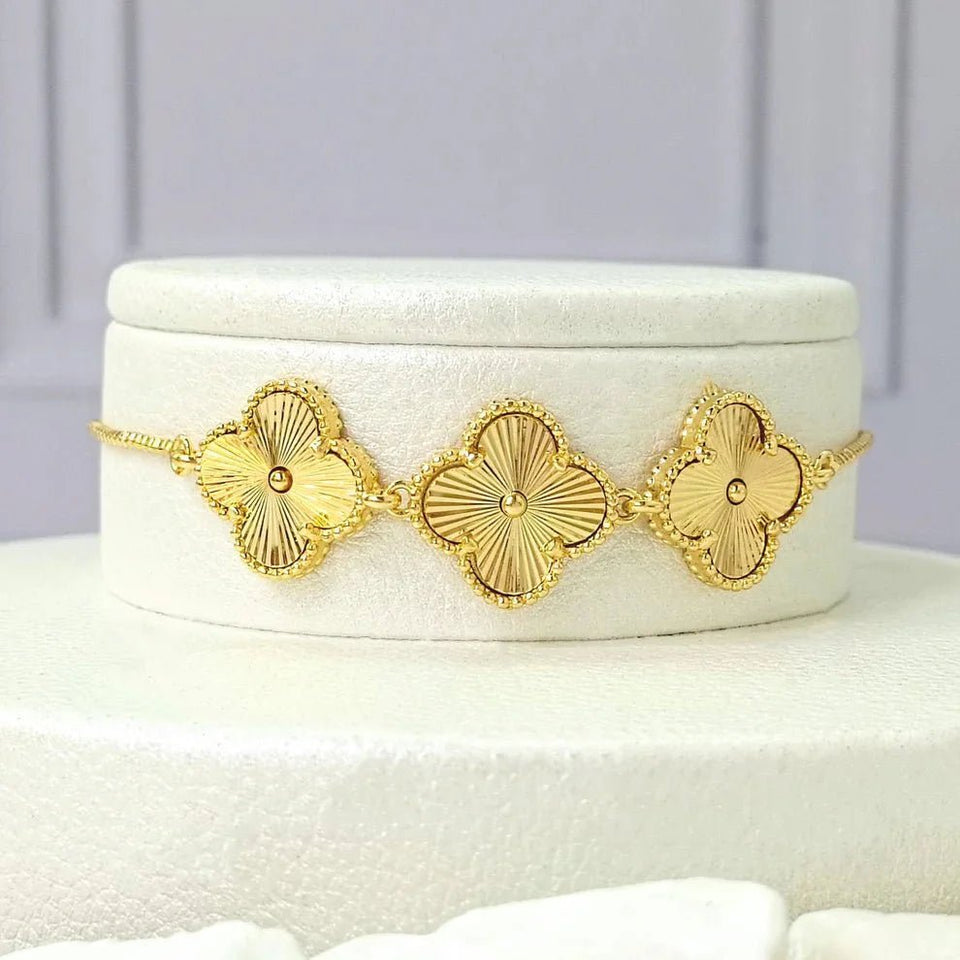 Clover Van Cleef Bracelet Jewelry Inspired 18k Gold Plated Adjustable Bracelet - Wear with style