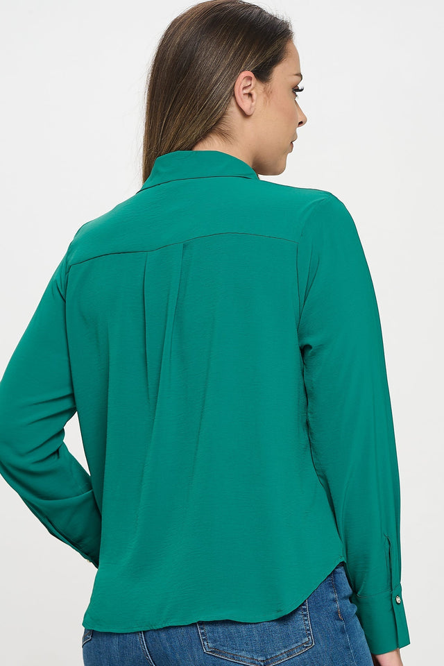 Collared Button Down Long Sleeve Top - Wear with style