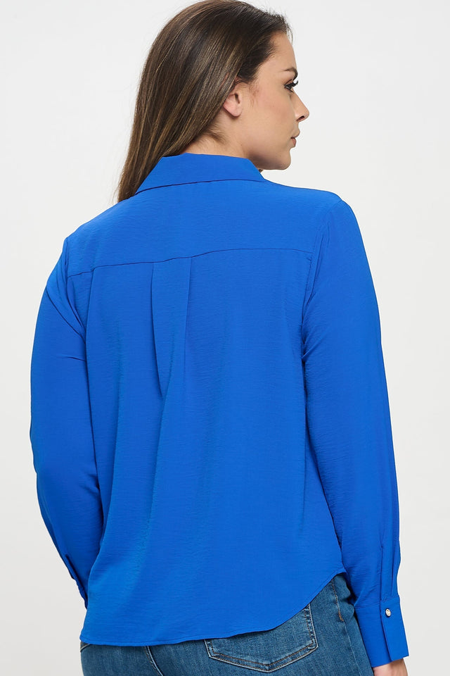 Collared Button Down Long Sleeve Top - Wear with style