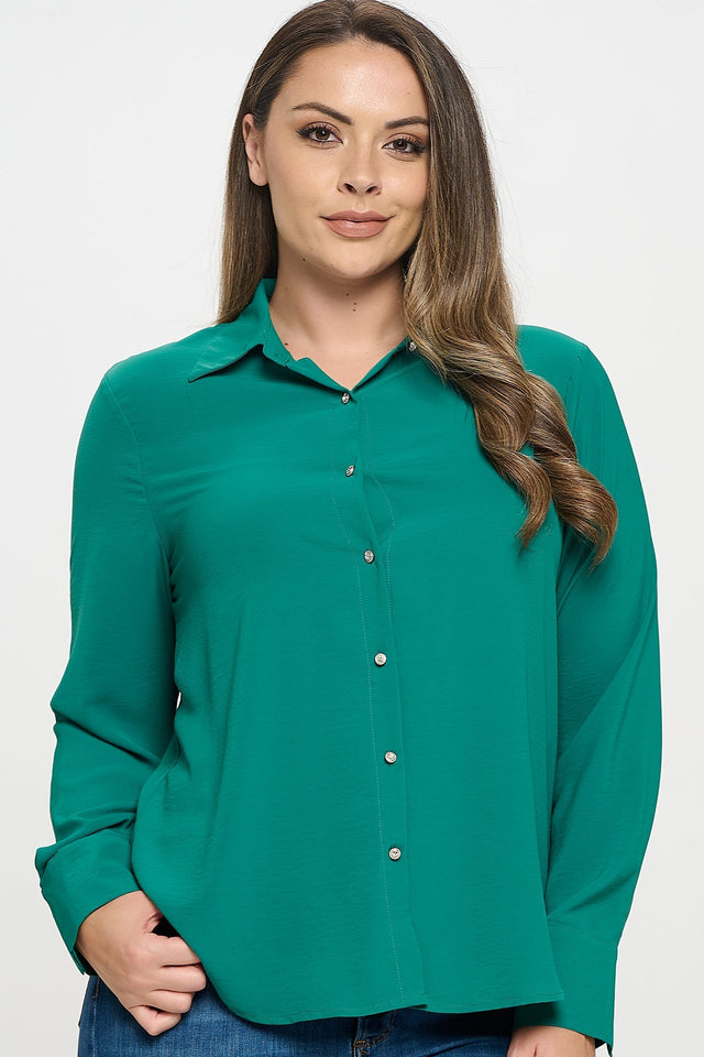 Collared Button Down Long Sleeve Top - Wear with style