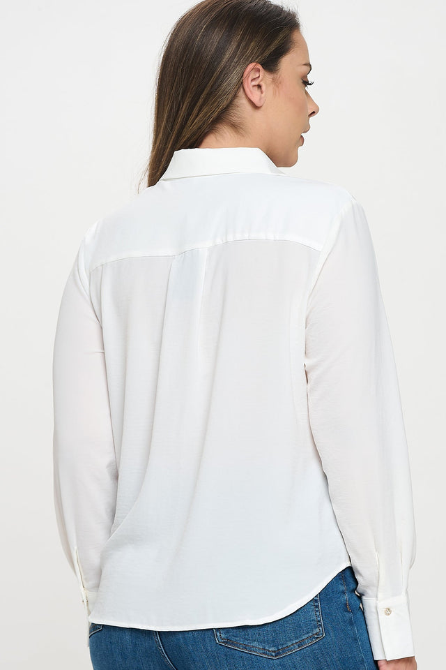 Collared Button Down Long Sleeve Top - Wear with style