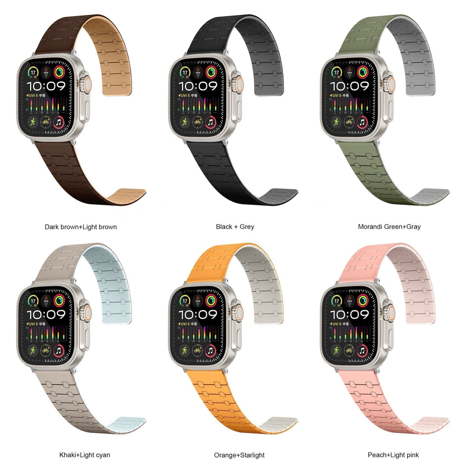 Color - blocking magnetic silicone apple watch strap - Wear with style