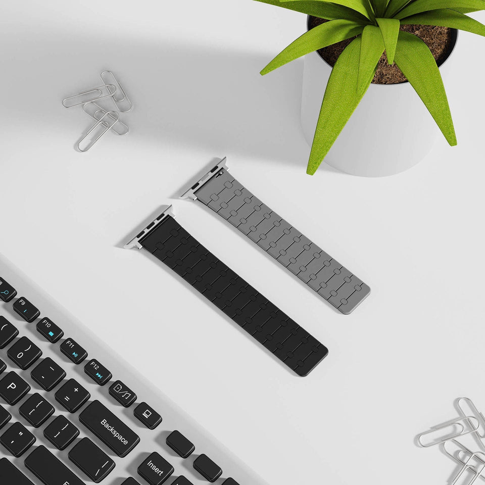 Color - blocking magnetic silicone apple watch strap - Wear with style