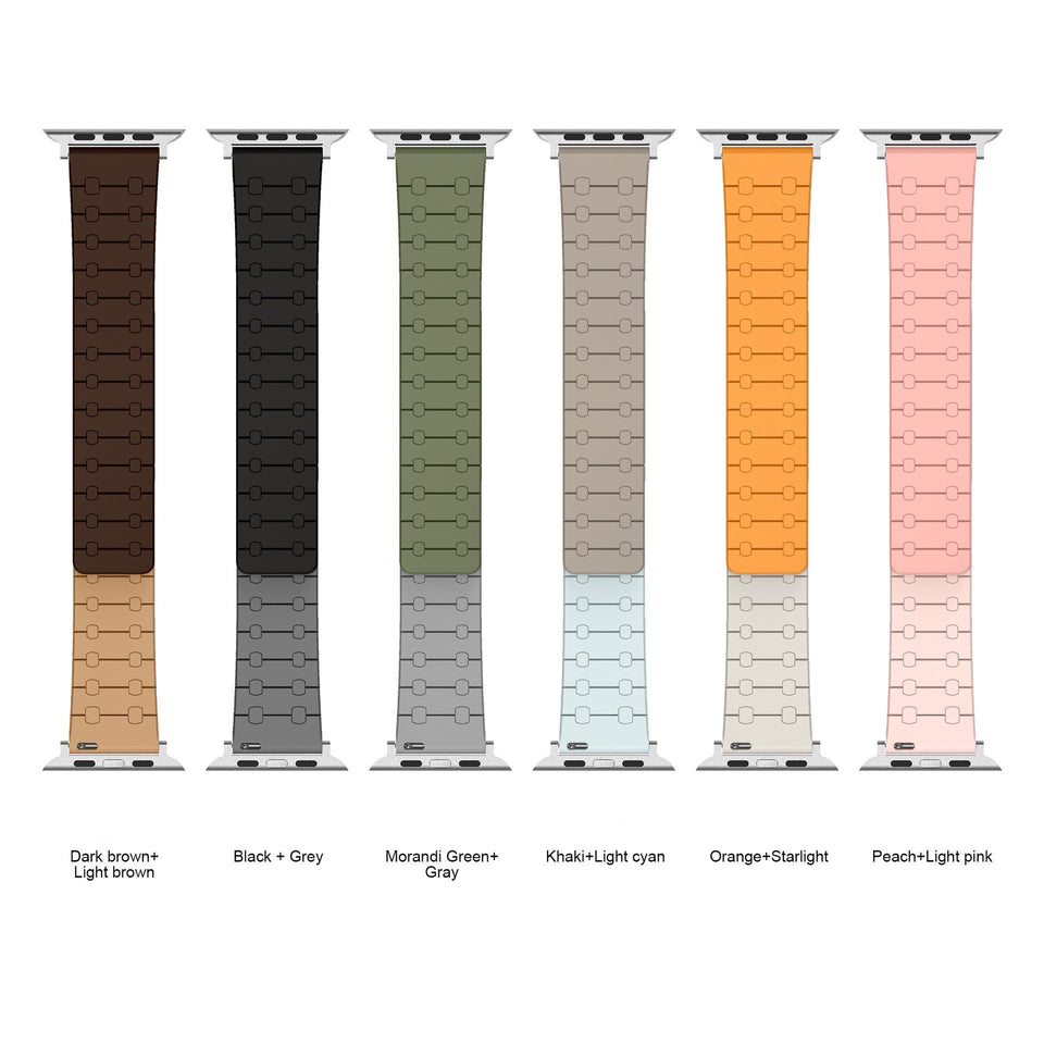 Color - blocking magnetic silicone apple watch strap - Wear with style