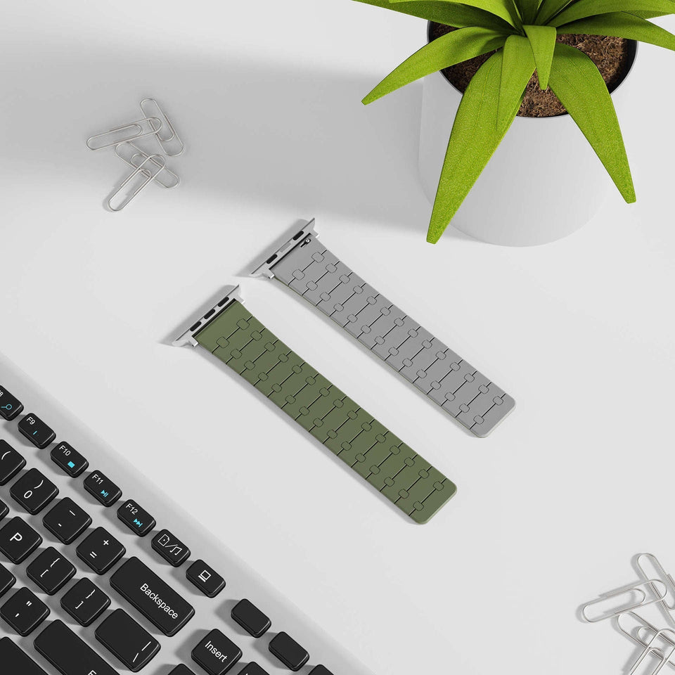 Color - blocking magnetic silicone apple watch strap - Wear with style