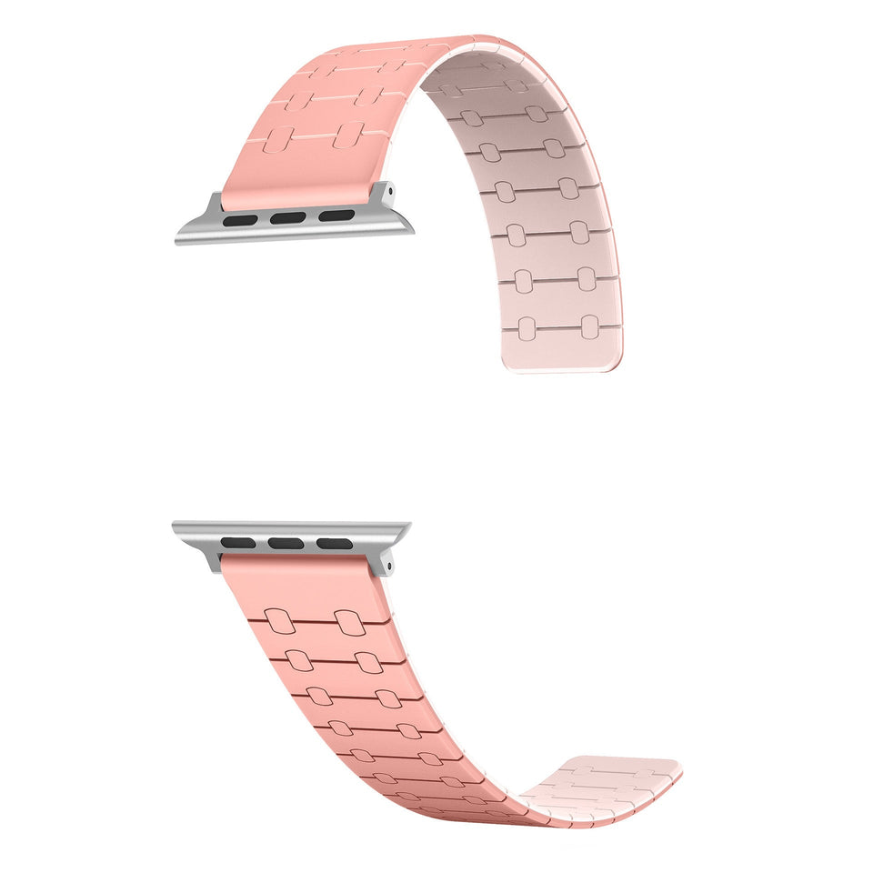 Color - blocking magnetic silicone apple watch strap - Wear with style