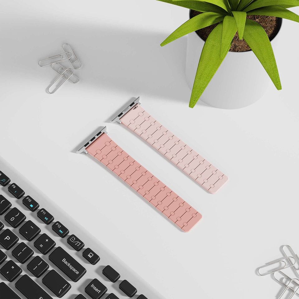 Color - blocking magnetic silicone apple watch strap - Wear with style