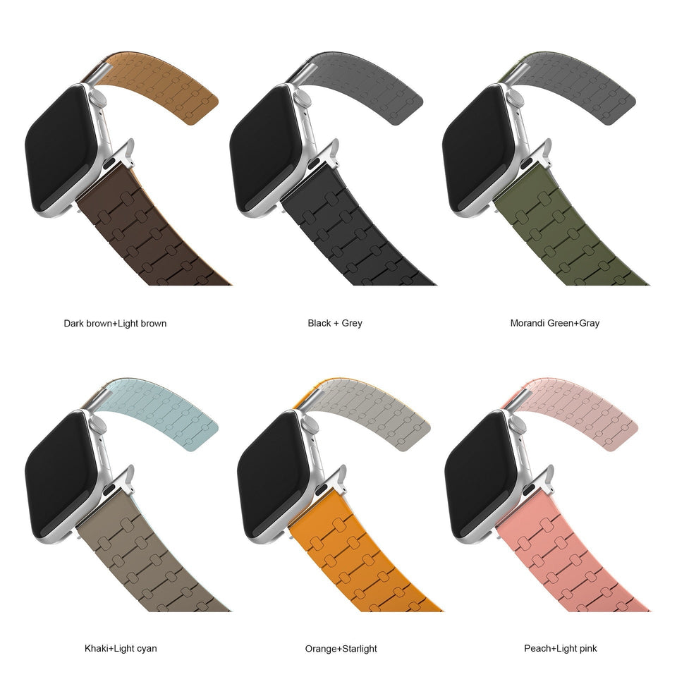 Color - blocking magnetic silicone apple watch strap - Wear with style