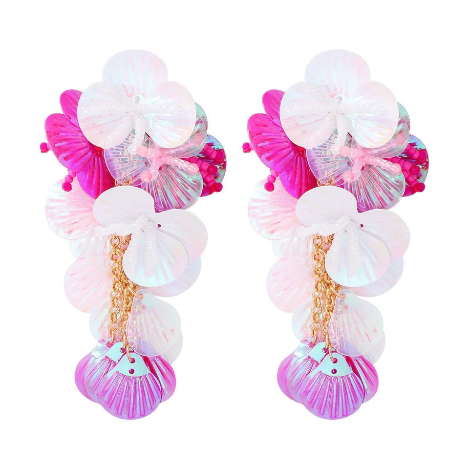 Colorful Shiny Large Shell Earrings - Wear with style