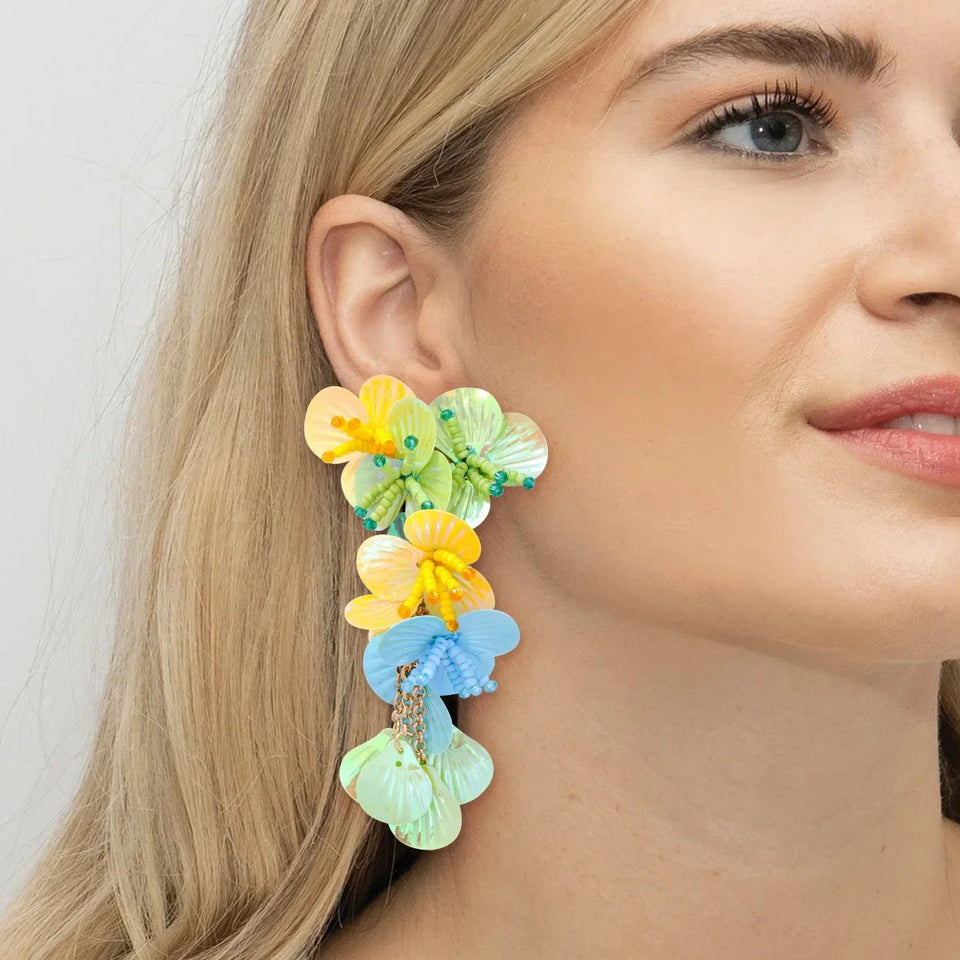 Colorful Shiny Large Shell Earrings - Wear with style