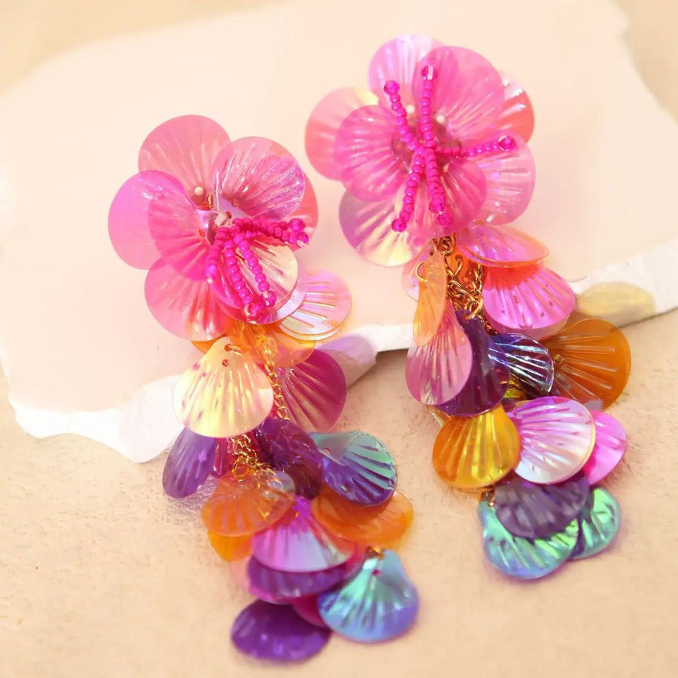 Colorful Shiny Large Shell Earrings - Wear with style
