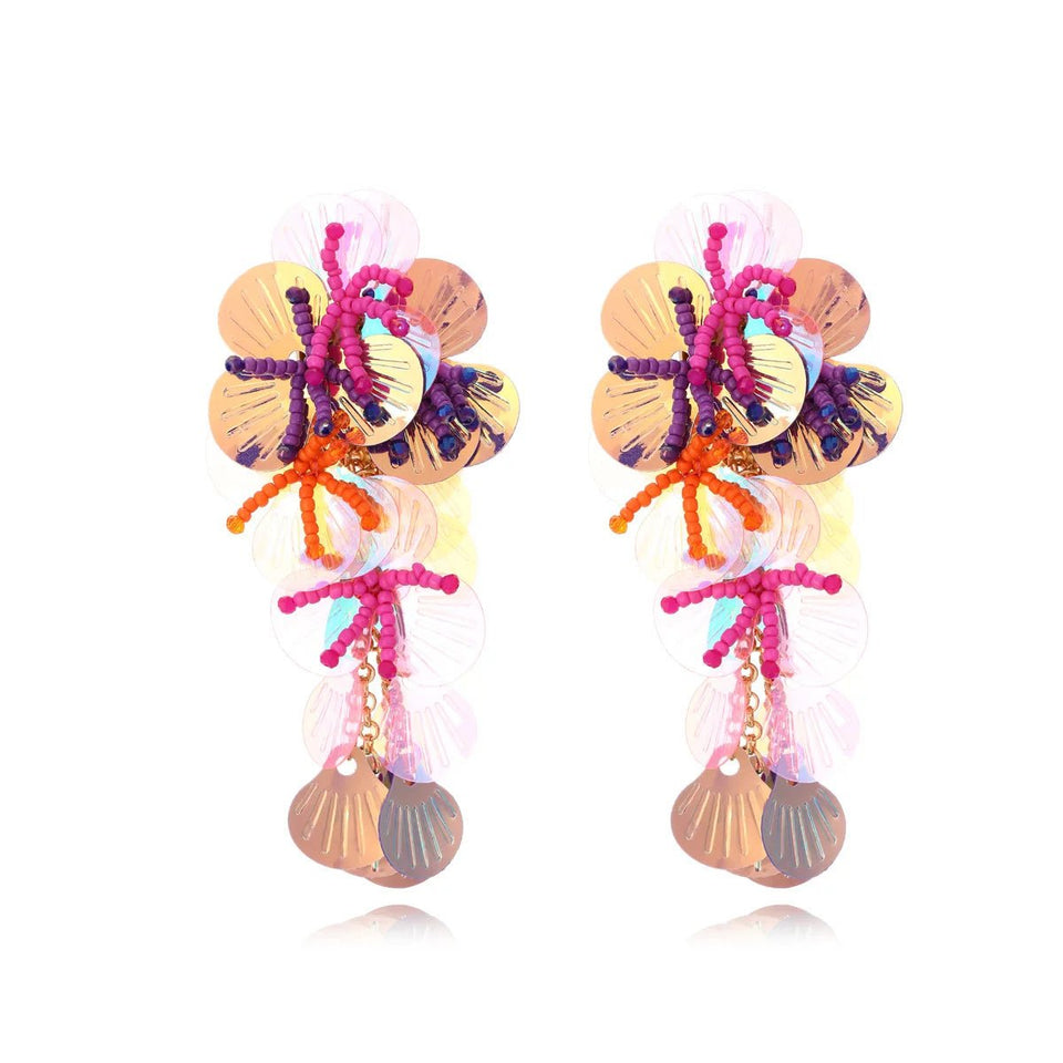 Colorful Shiny Large Shell Earrings - Wear with style