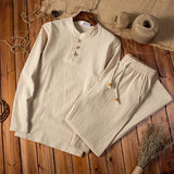 Cotton Linen Men's Long-sleeved Shirt & Pants - Wear with style