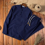 Cotton Linen Men's Long-sleeved Shirt & Pants - Wear with style