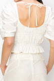 Cotton Square neck puff sleeve smocked crop top - Wear with style