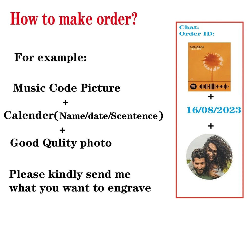 Couple Photo KeyChain Spotify Code Stainless Personalized Gift - Wear with style