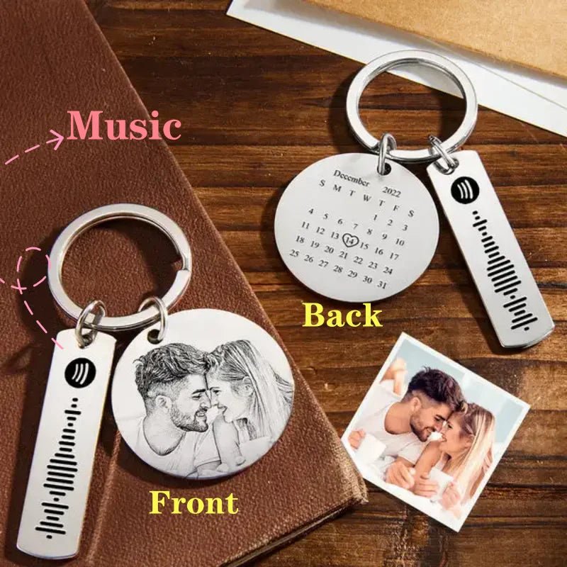 Couple Photo KeyChain Spotify Code Stainless Personalized Gift - Wear with style